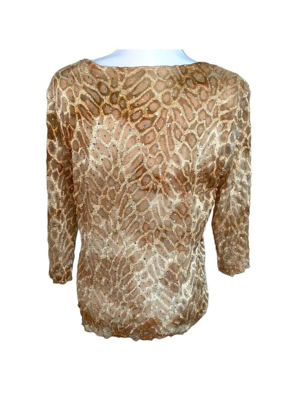 Dressbarn Woman Gold Brown Lace Sparkle Blouse Size 1X - Picture 5 of 5